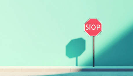 A stop sign on a pastel background